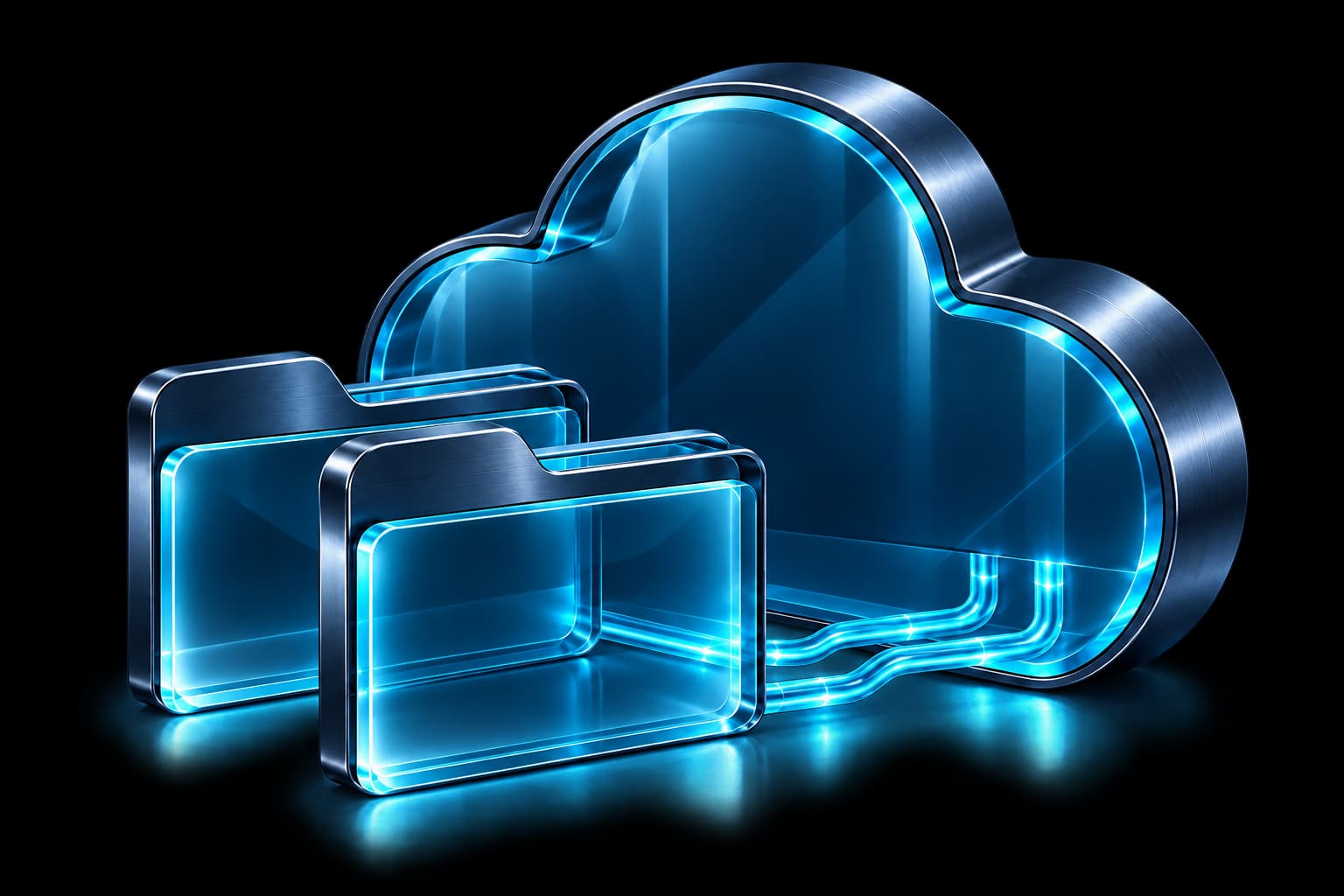 Ilustración conceptual de archivos y un espacio Cloud